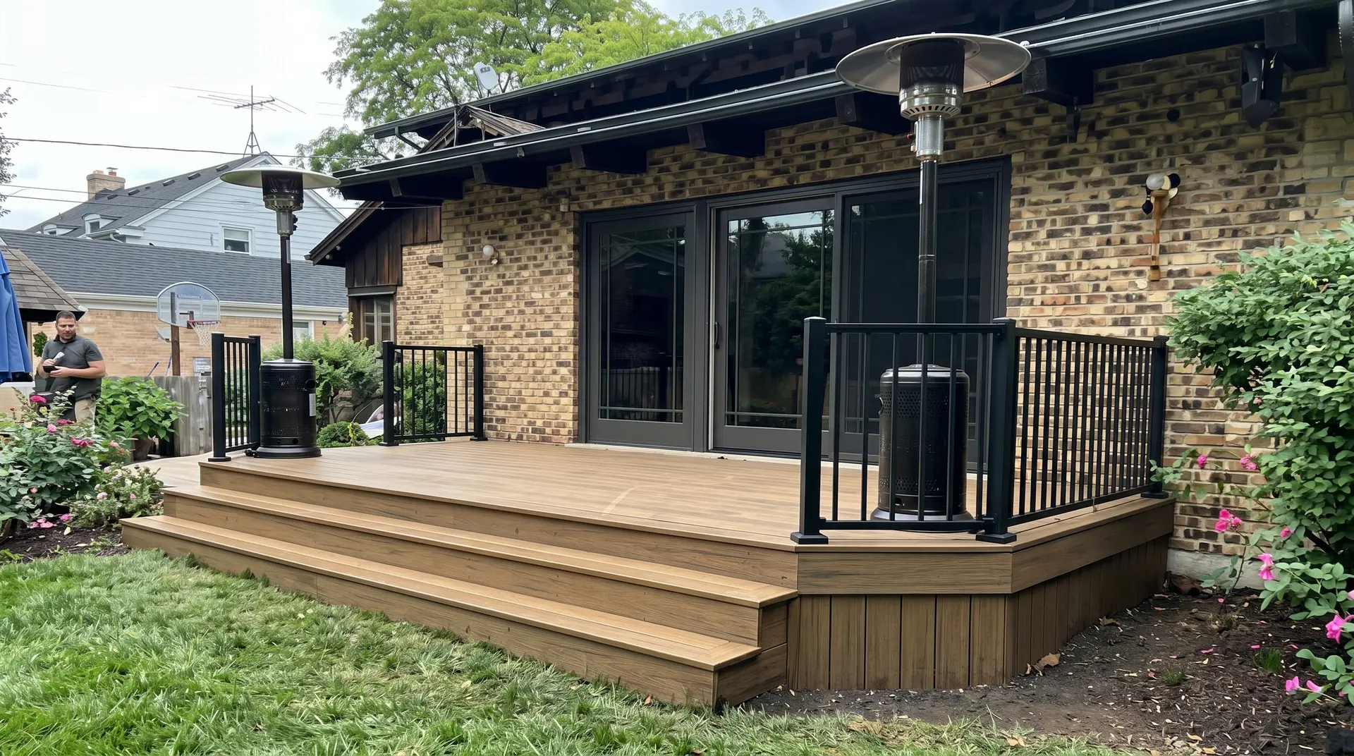 Custom composite deck with integrated railing system